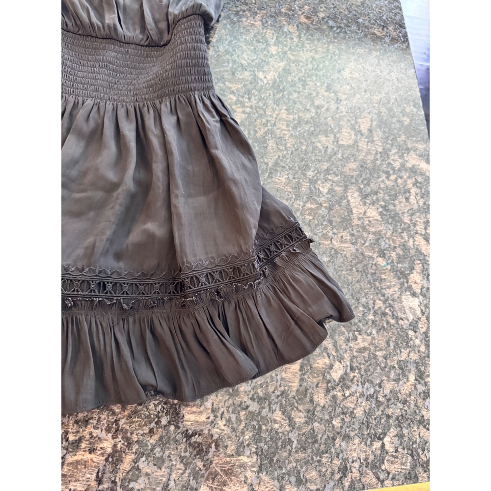 Ramy Brook Marbelis Dress Black Smocked Waist Flutter Sleeve Mini R11243003 S - Picture 3 of 11